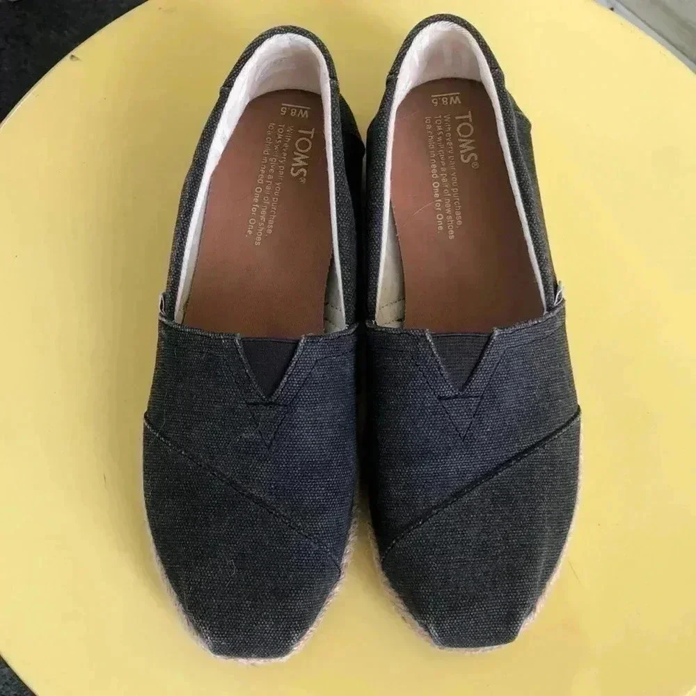 Toms dark gray denim espadrilles. Size 8.5 W